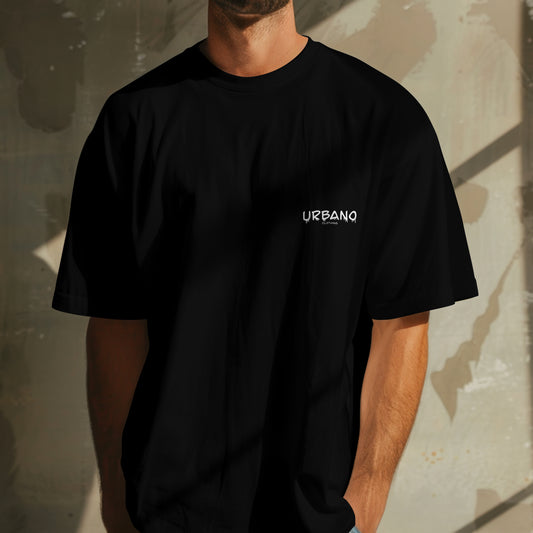 ''black t shirt white urbano logo''